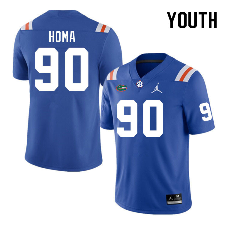 Youth #90 Connor Homa Florida Gators College Football Jerseys Stitched-Retro - Click Image to Close